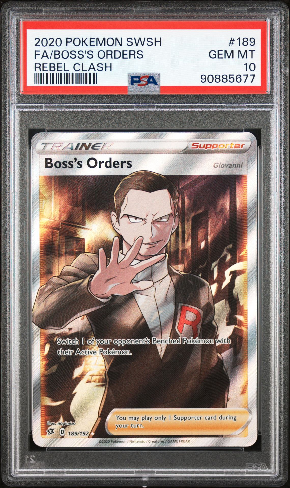 2020 Pokemon POKEMON SWORD & SHIELD REBEL CLASH #189 FA/Boss's Orders front