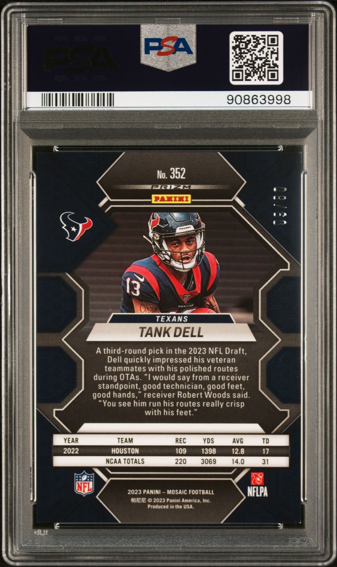 2023 Panini Mosaic Tank Dell #352 (Fusion Red & Yellow Choice) Nm-Mt 8 back