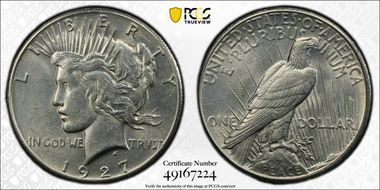 1927 $1 VAM 2 Doubled Motto AU58