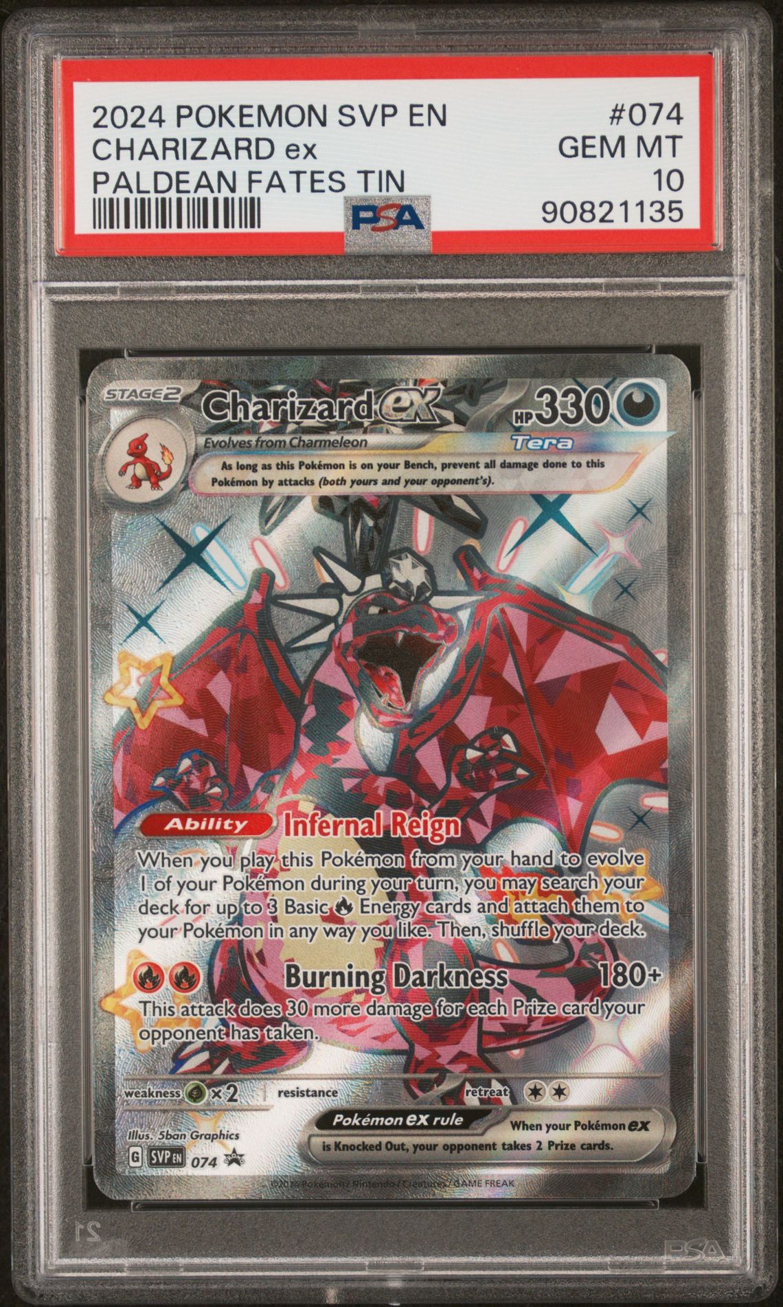 2024 Pokemon POKEMON SVP EN-SV BLACK STAR PROMO PALDEAN FATES TIN #074 Charizard front