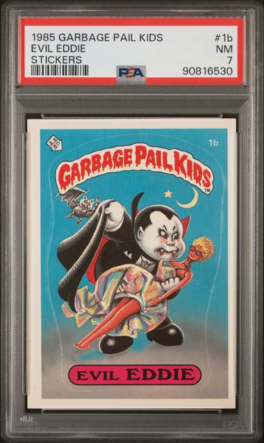 1985 Topps Garbage Pail Kids Series 1 STICKERS #1B Evil Eddie front