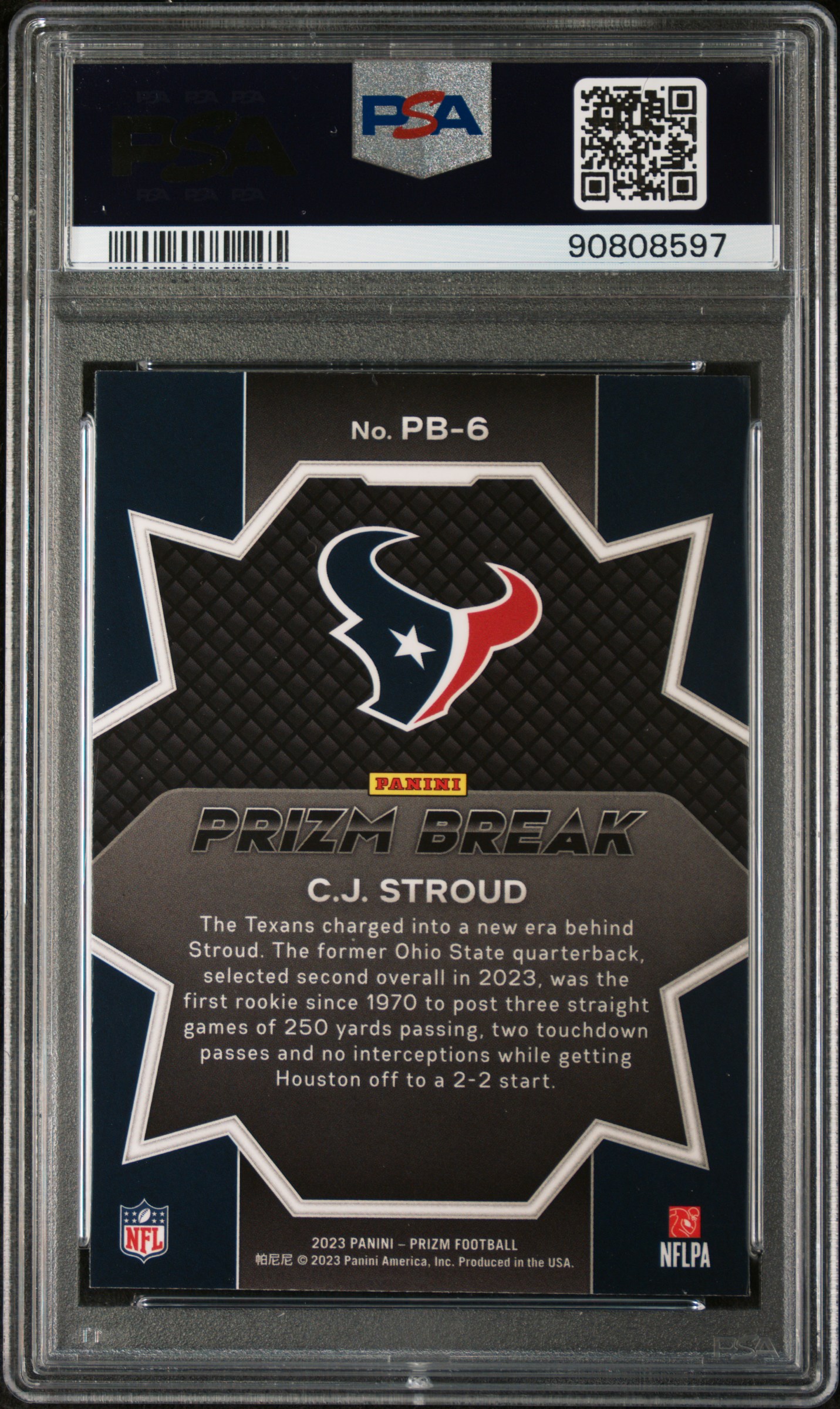 2023 Panini Prizm Prizm Break Cj Stroud #Pb6 Gem Mt 10 back