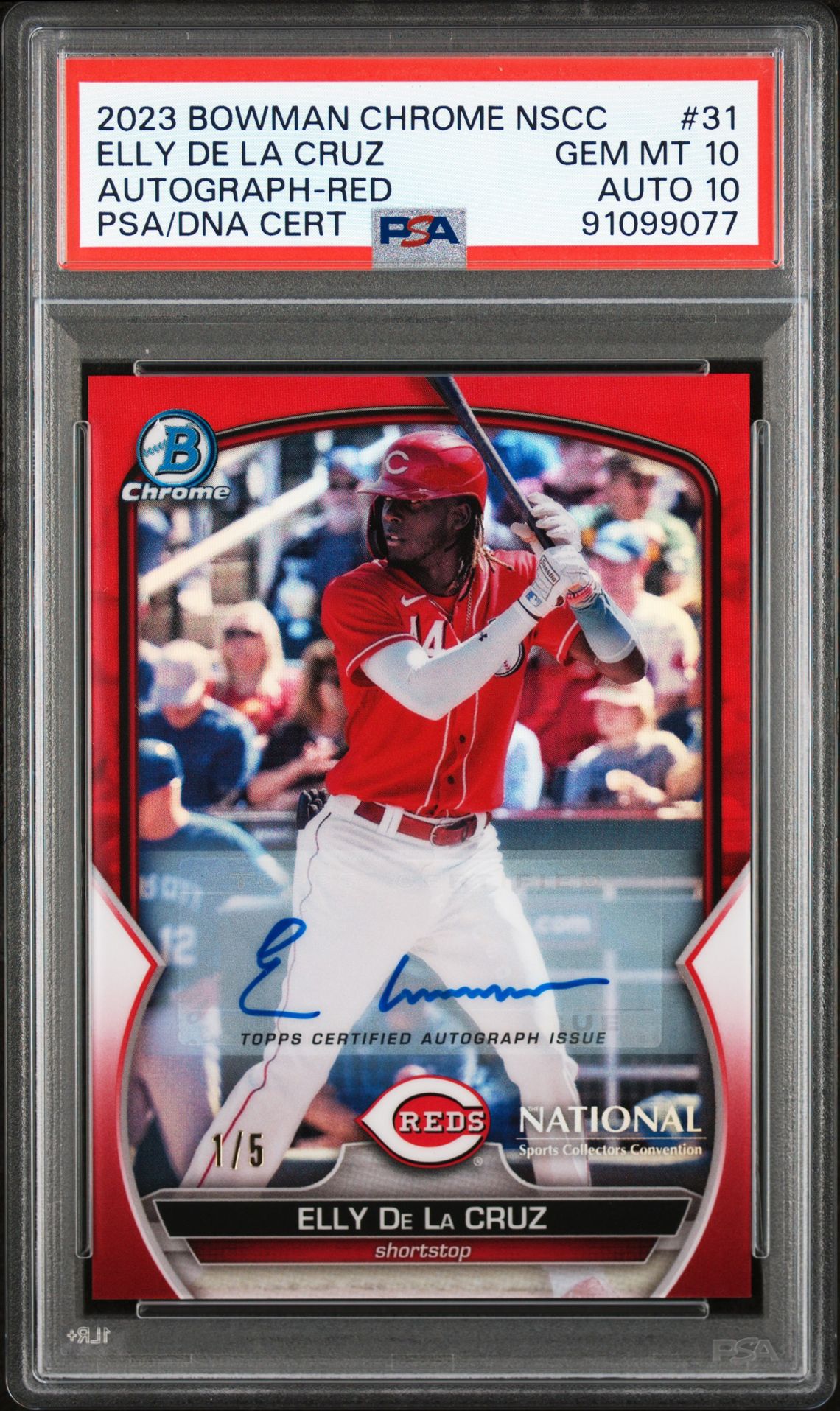 2023 Bowman Chrome BOWMAN CHROME NATIONAL AUTOGRAPH-RED REFRACTORCertificationPrimary Signer (1 Signer)ELLY DE LA CRUZ #31 Elly De La Cruz front
