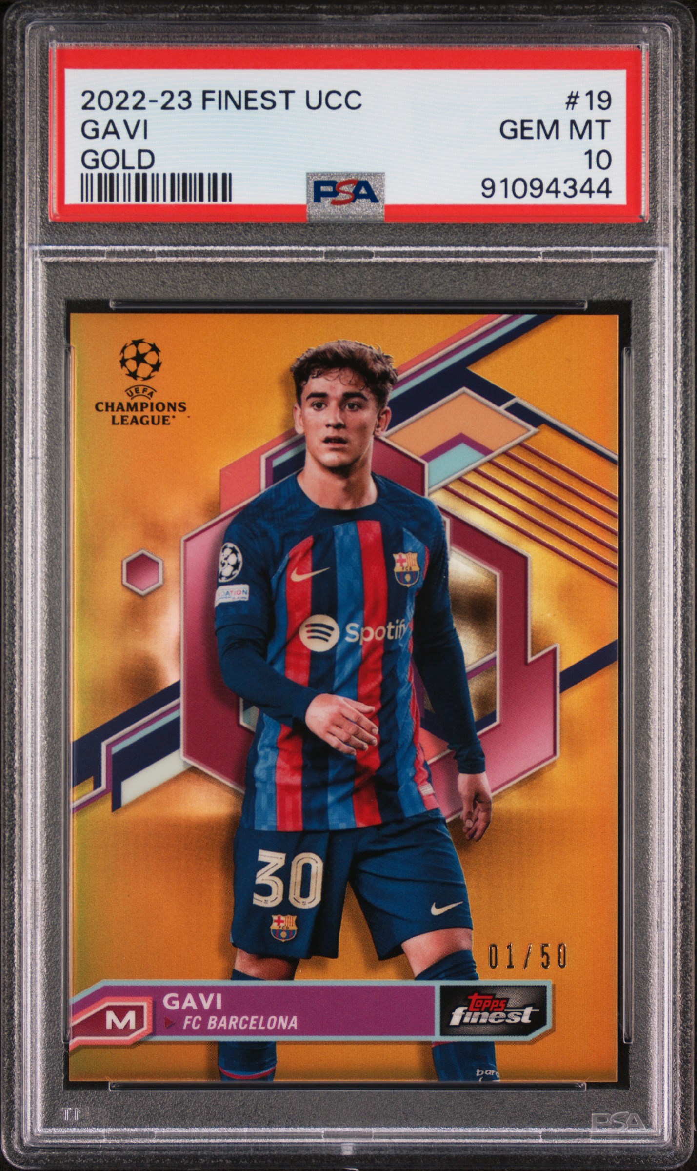 2022 #19 Gavi PSA 10 Topps Finest UEFA Club Competitions