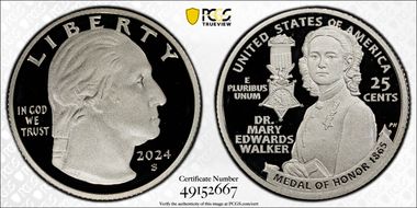 2024-S 25C Dr. Mary Edwards Walker Silver PR69DCAM