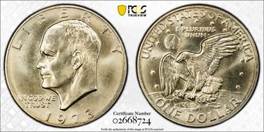 1973-S $1 Silver MS68