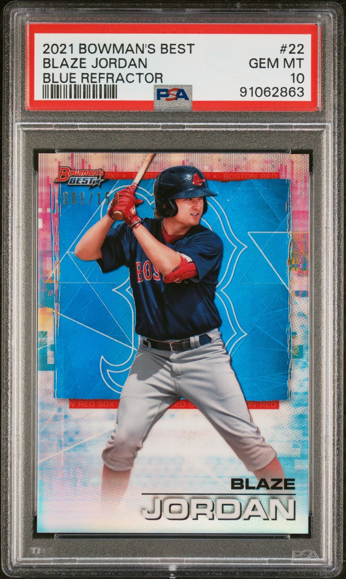 2021 Bowman BOWMAN'S BEST BLUE REFRACTOR #22 Blaze Jordan front