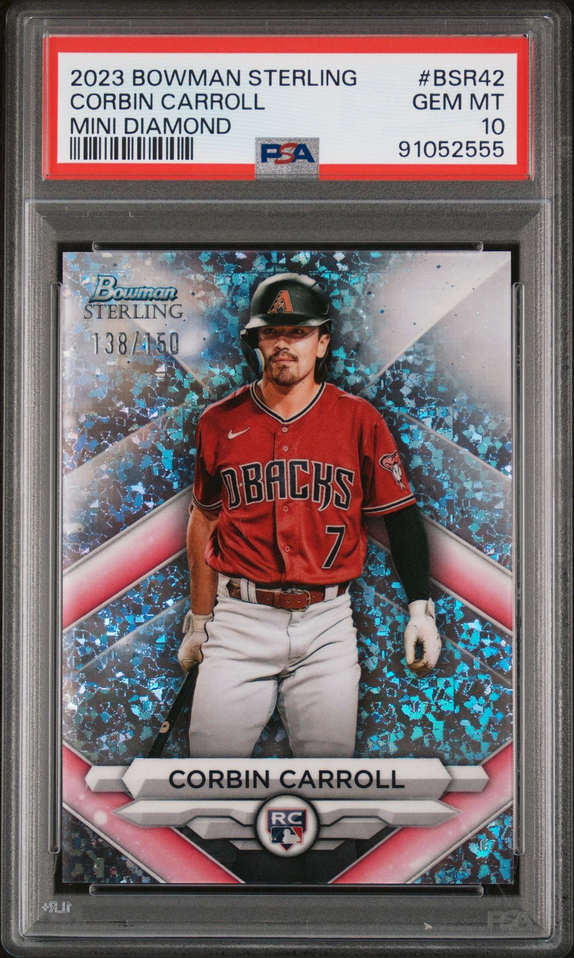 2023 Bowman Sterling Corbin Carroll #Bsr42 (Mini Diamond Refractor) Gem Mt 10 front