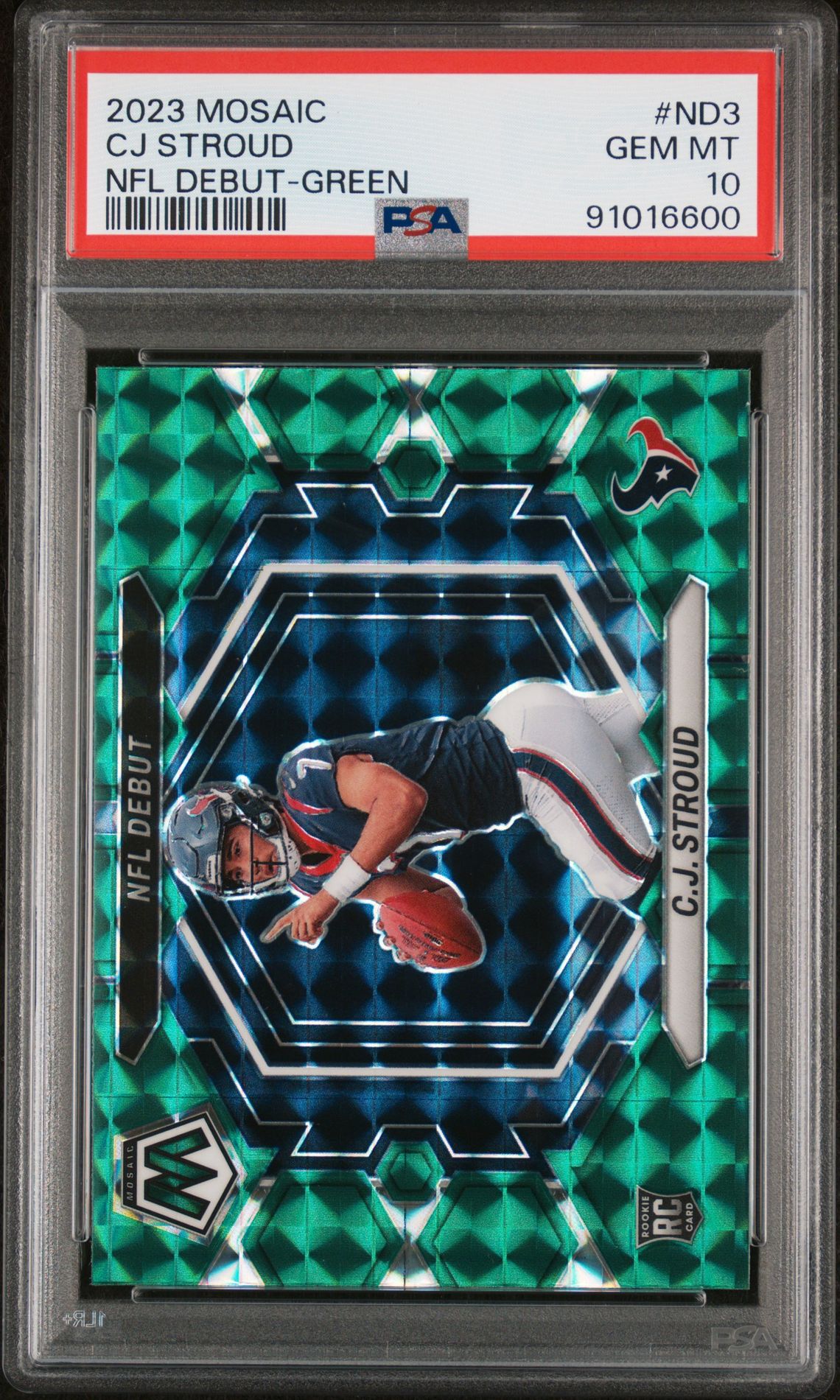 2023 Panini Mosaic Nfl Debut Cj Stroud #Nd3 (Nfl Debut-Green) Gem Mt 10 front