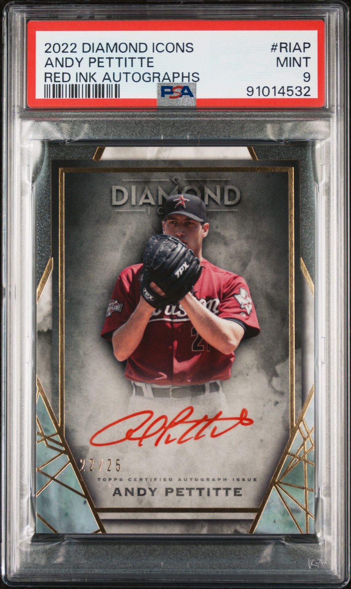 2022 Topps TOPPS DIAMOND ICONS RED INK AUTOGRAPHS #RIAP Andy Pettitte front