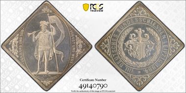 1884 Medal Peltzer-1371 Ag Klippe Leipzig MS64