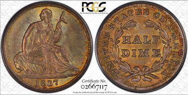 1837 H10C Seated, Small Date MS66