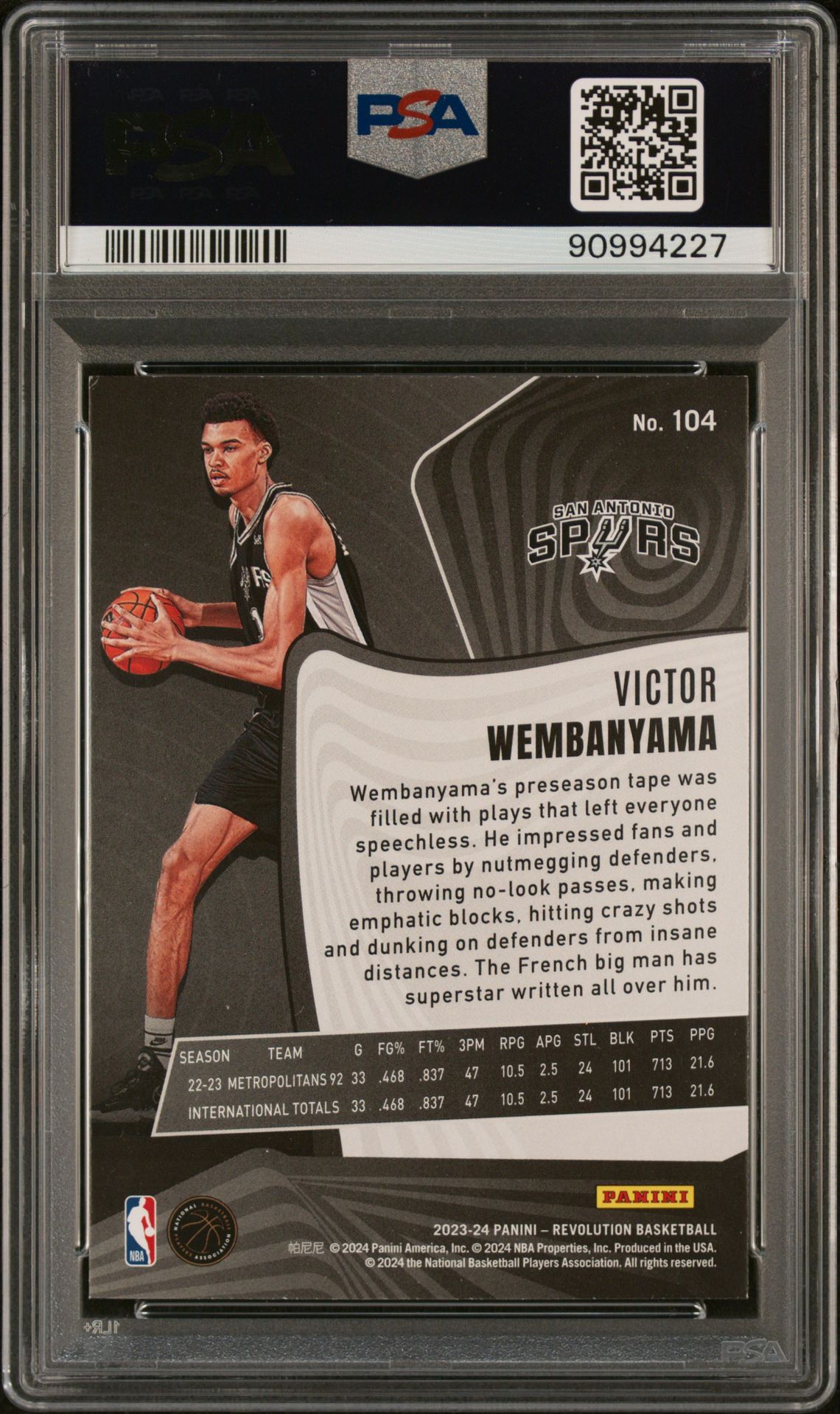 2023 Panini Revolution Victor Wembanyama #104 Nm-Mt 8 back