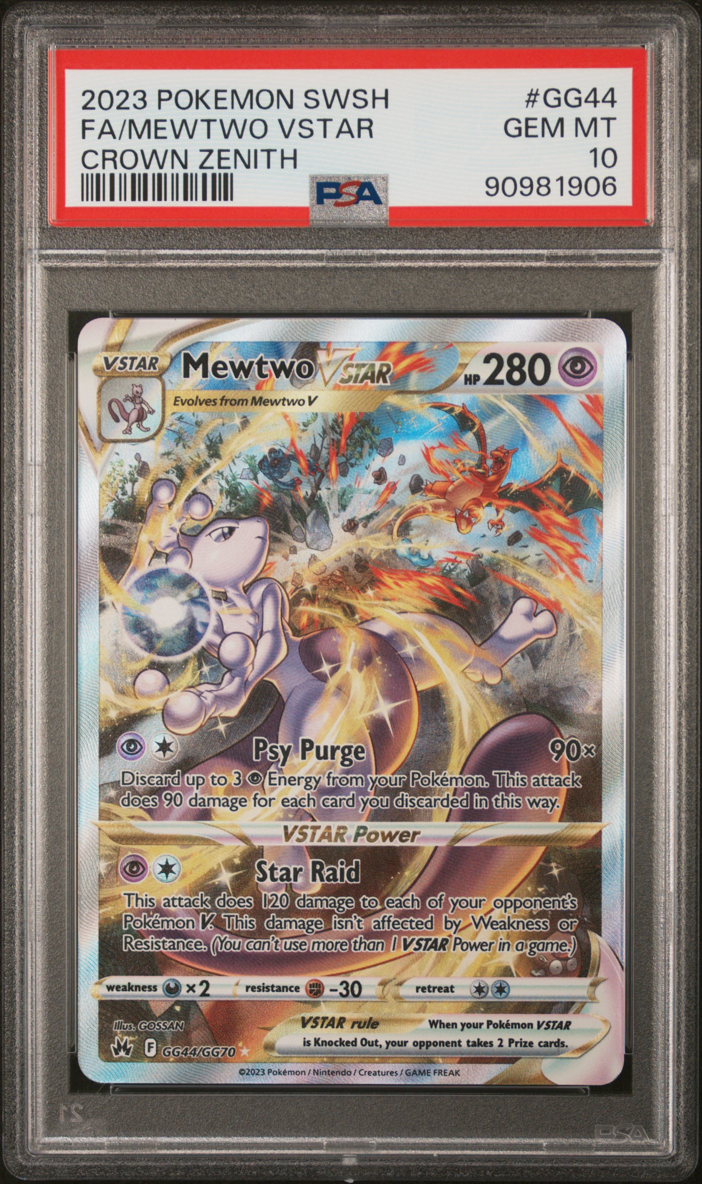 2023 Pokemon Sword And Shield Crown Zenith Fa/Mewtwo Vstar #Gg44 (Crown Zenith) Gem Mt 10 front