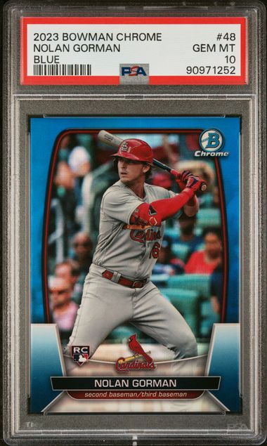 2023 Bowman Bowman Chrome Blue Refractor #48 Nolan Gorman front