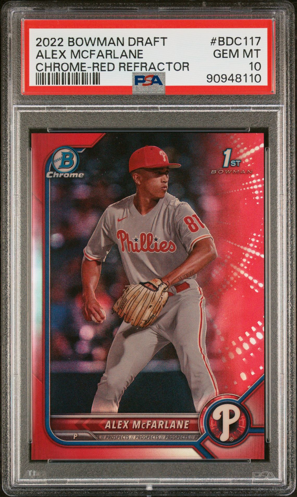 2022 Bowman BOWMAN DRAFT CHROME-RED REFRACTOR #BDC117 Alex Mcfarlane front