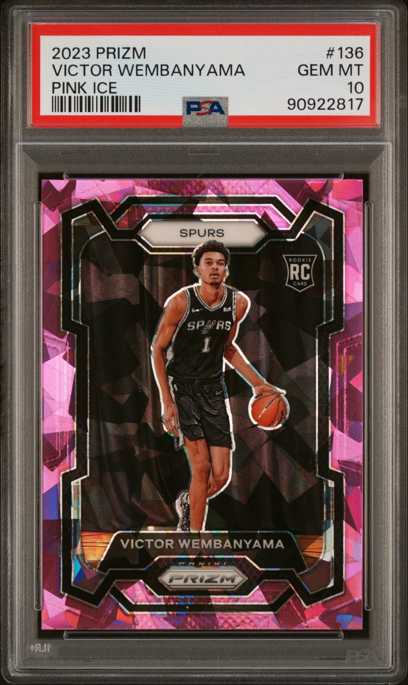 2023 Panini Prizm Victor Wembanyama #136 (Pink Ice) Gem Mt 10 front