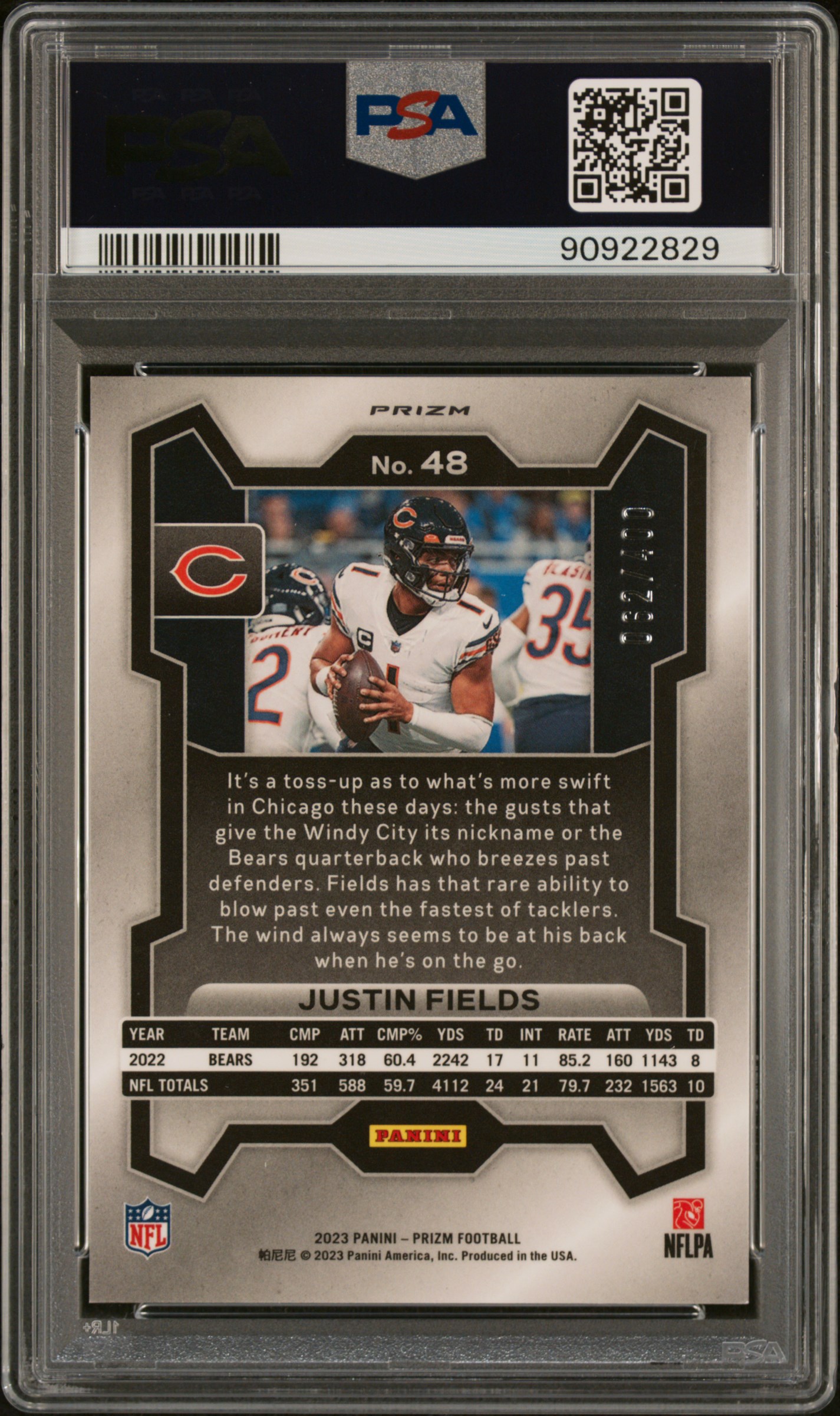 2023 Panini Prizm Justin Fields #48 (Pandora) Mint 9 back