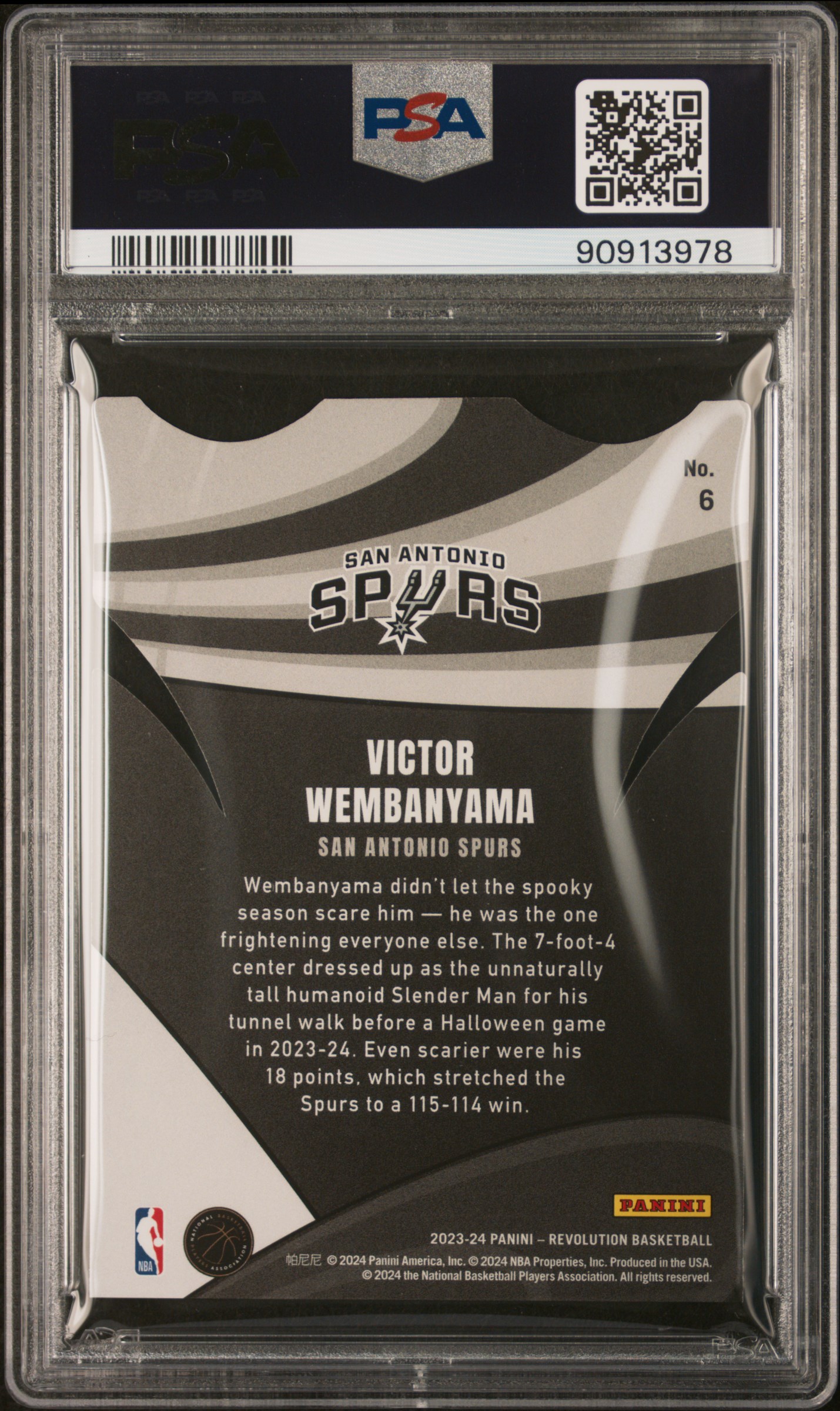 2023 Panini Revolution Liftoff! Victor Wembanyama #6 Gem Mt 10 back