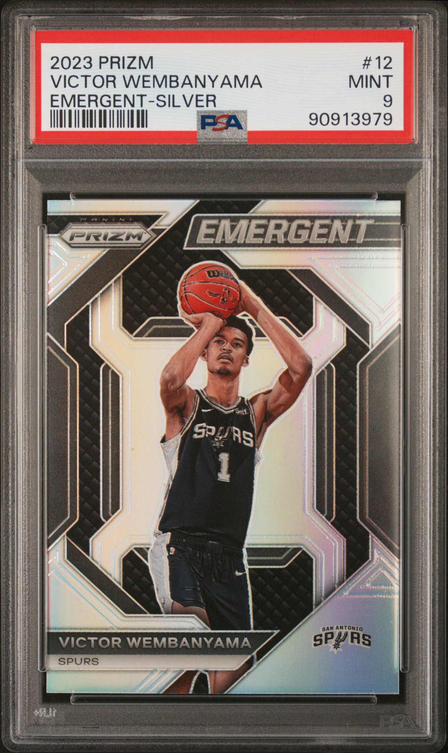 2023 Panini Prizm Emergent Victor Wembanyama #12 (Emergent-Silver Prizm) Mint 9 front