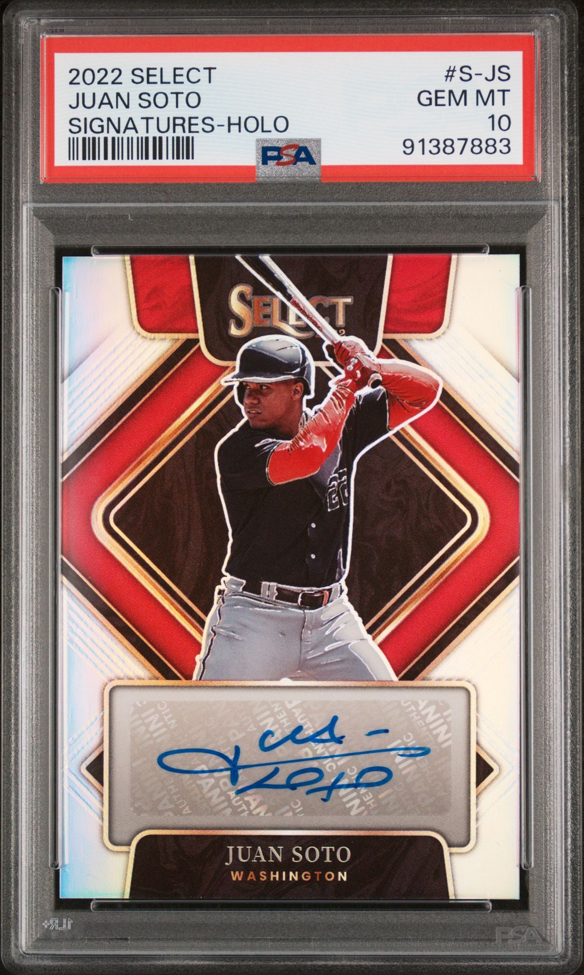 2022 Panini PANINI SELECT SIGNATURES HOLO #S-JS Juan Soto front