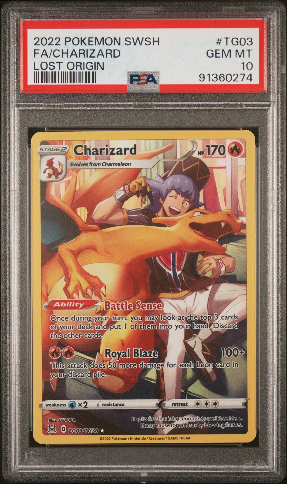 2022 Pokemon Sword & Shield Lost Origin Fa/Charizard #Tg03 (Lost Origin) Gem Mt 10 front