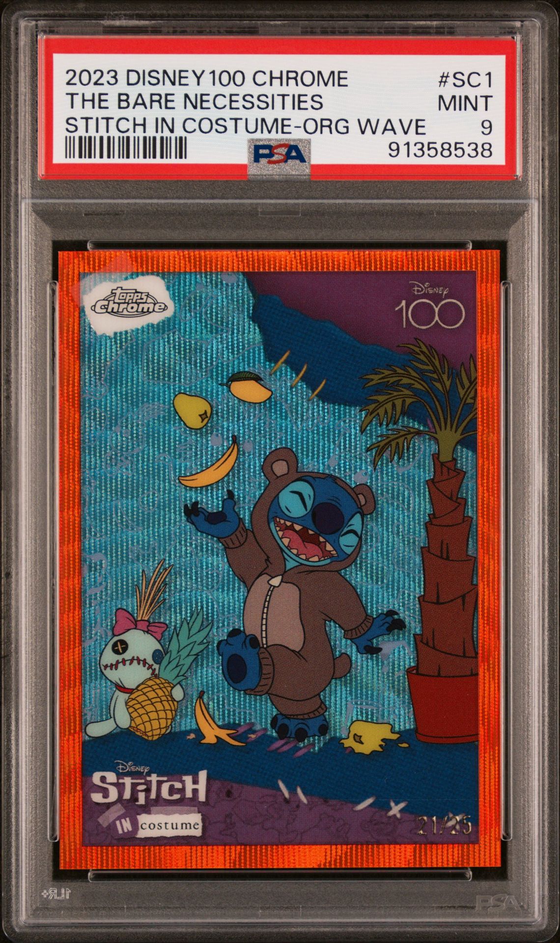 2023 Topps Chrome TOPPS CHROME DISNEY100 STITCH IN COSTUME ORG WAVE #SC1 The Bare Necessities front