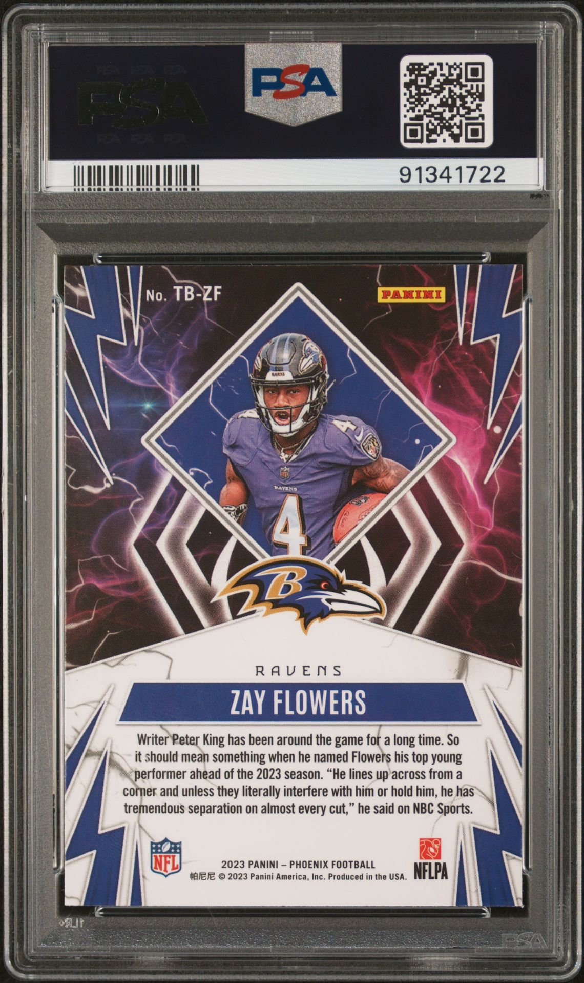 2023 Panini Phoenix Thunderbirds Zay Flowers #Tbzf (Thunderbirds-White Shimmer) Gem Mt 10 back