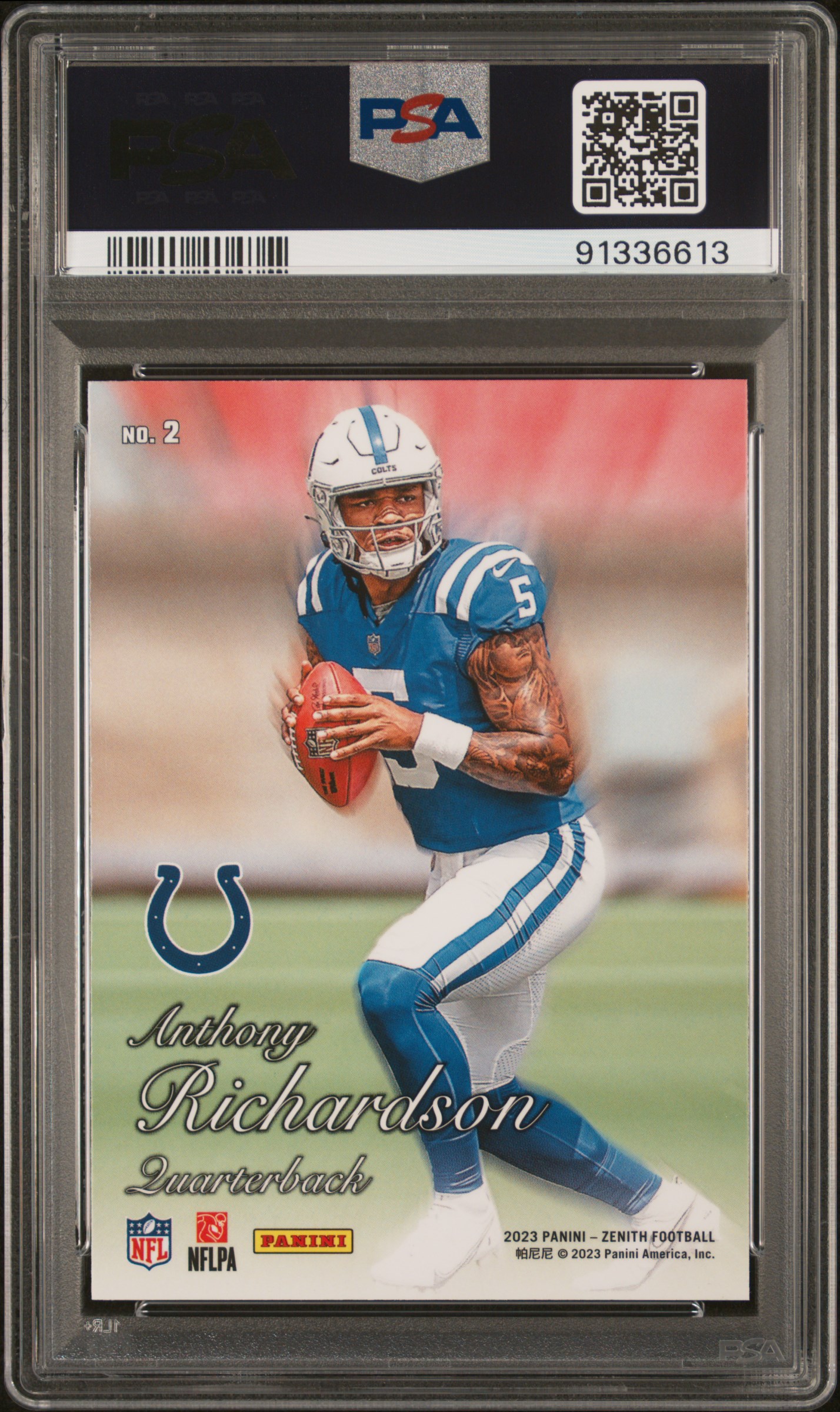 2023 Panini Zenith 1994 Pacific Anthony Richardson #2 Gem Mt 10 back