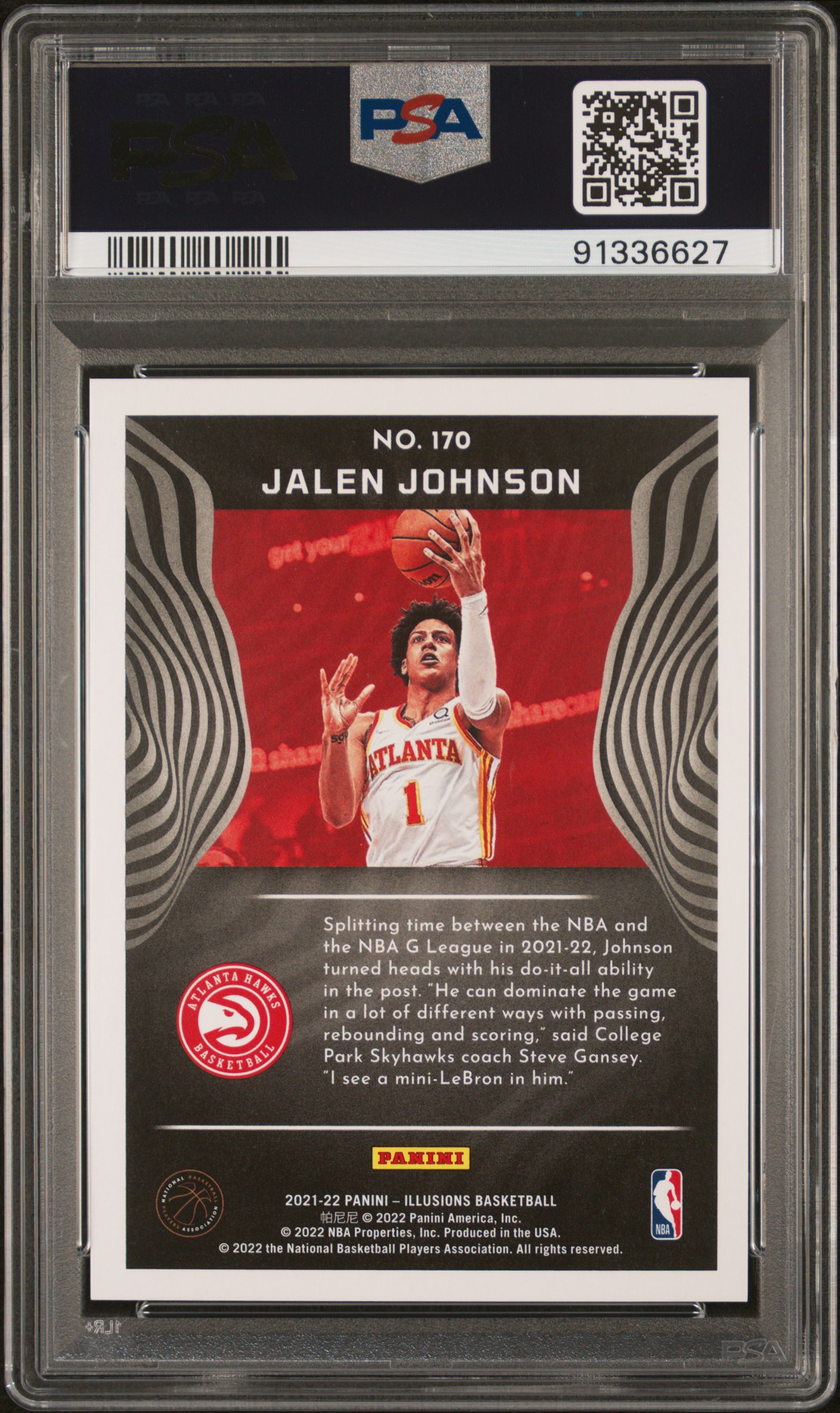 2021 Panini Illusions Jalen Johnson #170 (Trophy Clctn.asia Gold) Gem Mt 10 back