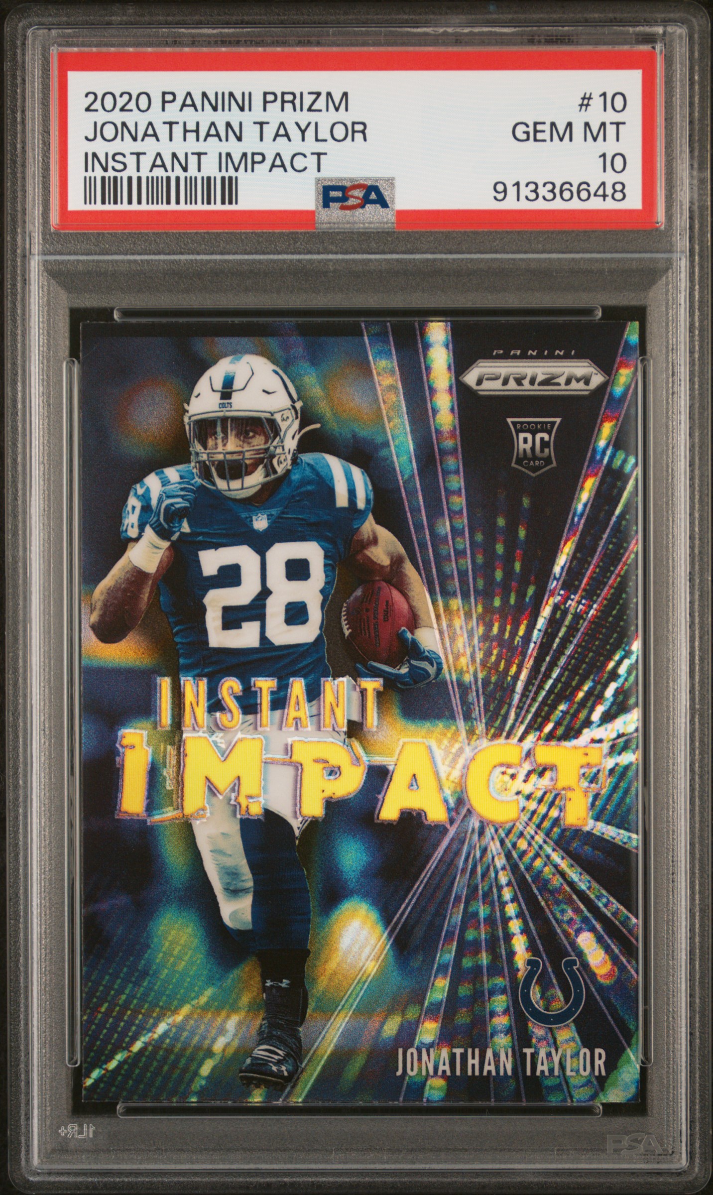 2020 Panini Prizm Instant Impact Jonathan Taylor #10 (Instant Impact) Gem Mt 10 front