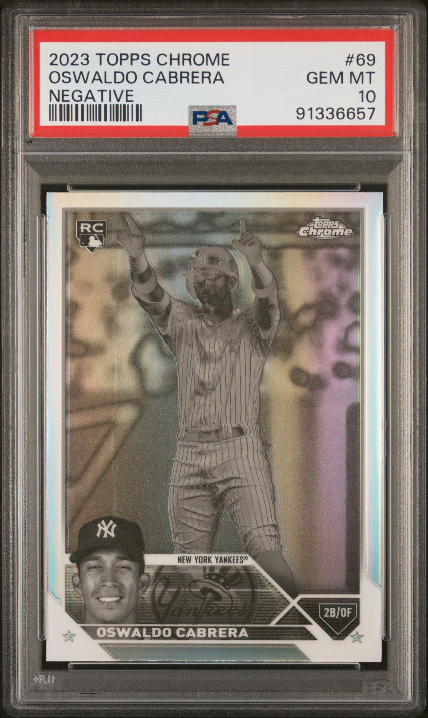 2023 Topps Chrome Oswaldo Cabrera #69 (Negative Refractor) Gem Mt 10 front