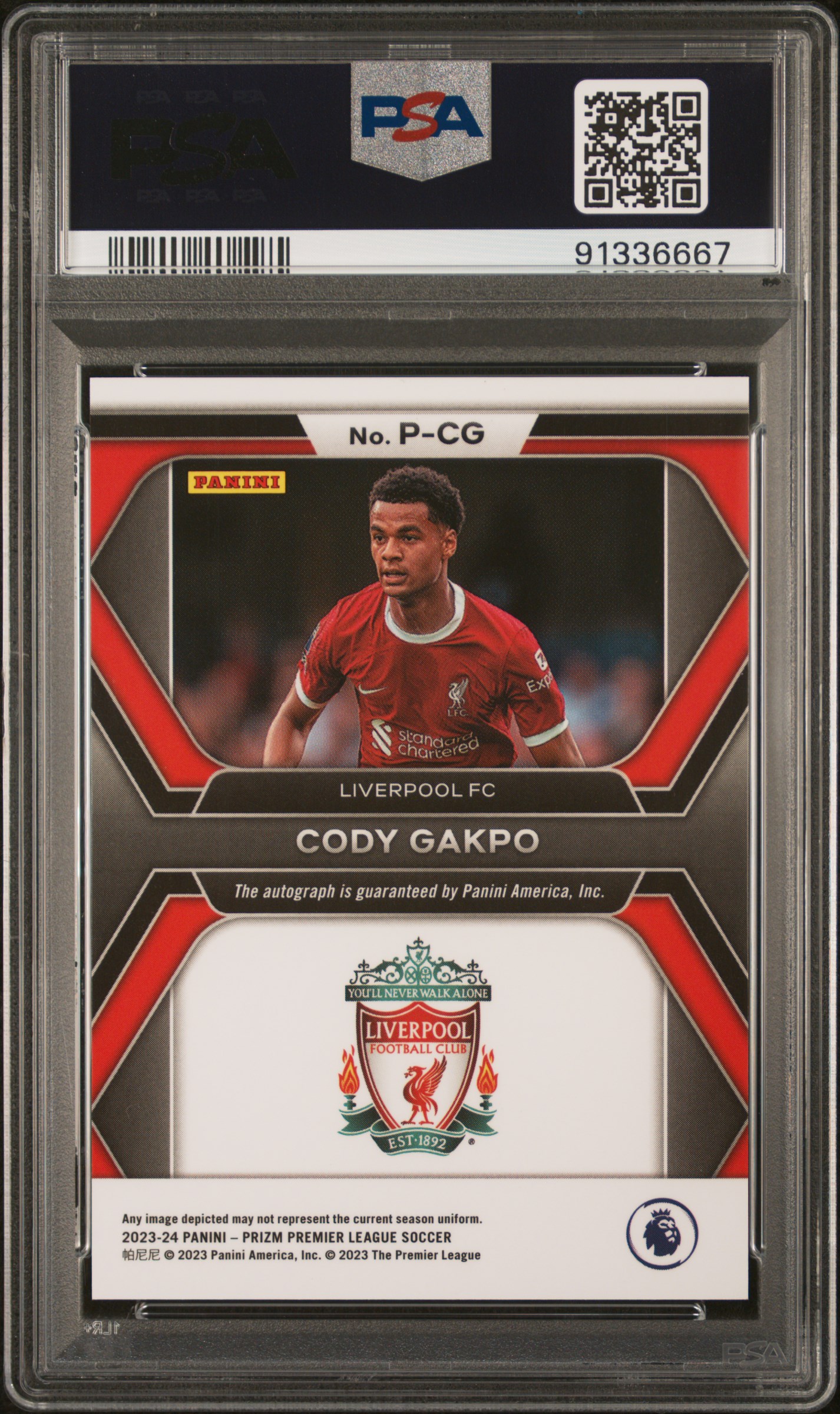 2023-24 Panini Prizm Premier League Penmanship Cody Gakpo #Pcg Gem Mt 10 back