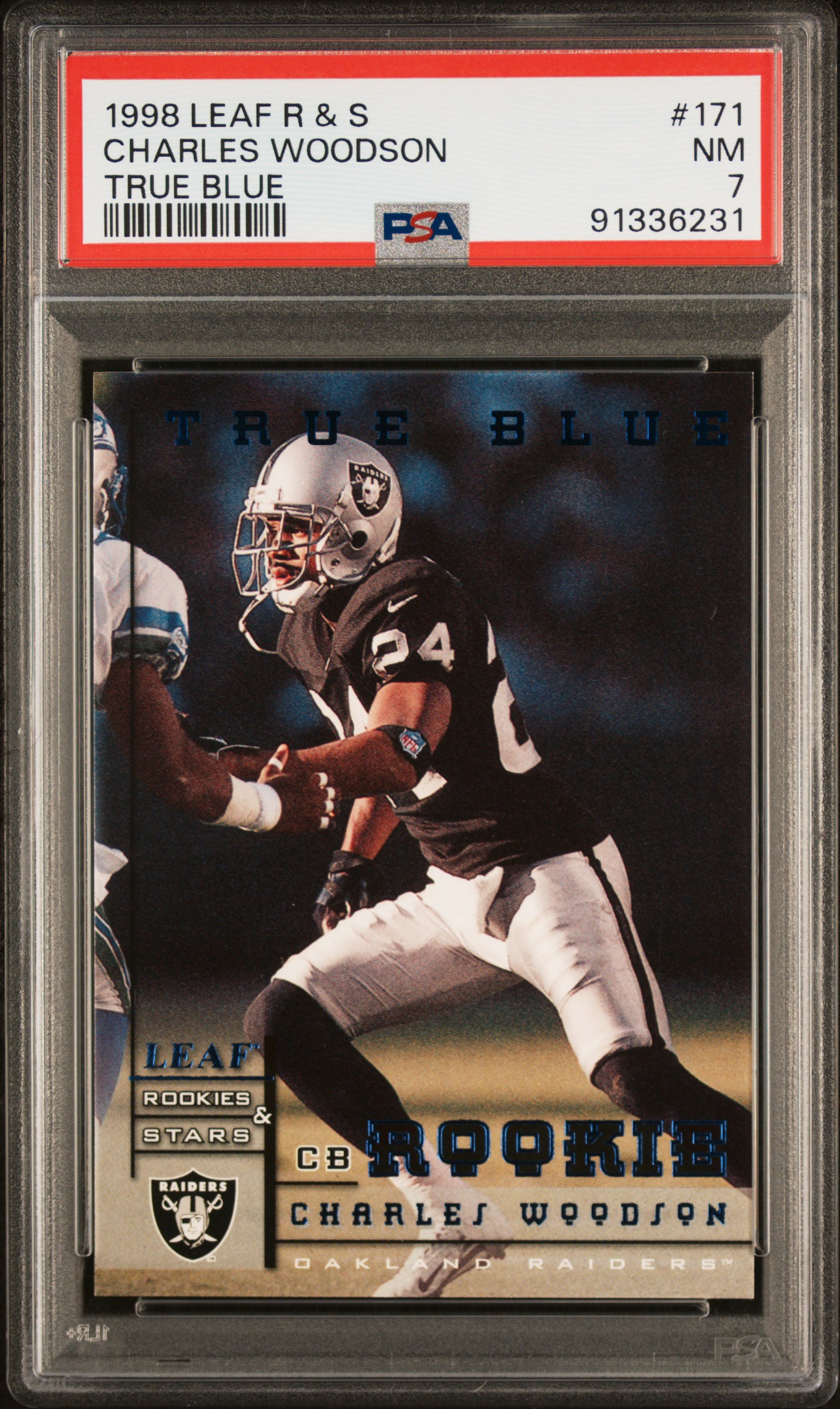1998 Leaf R & S Charles Woodson #171 (True Blue) Nm 7 front