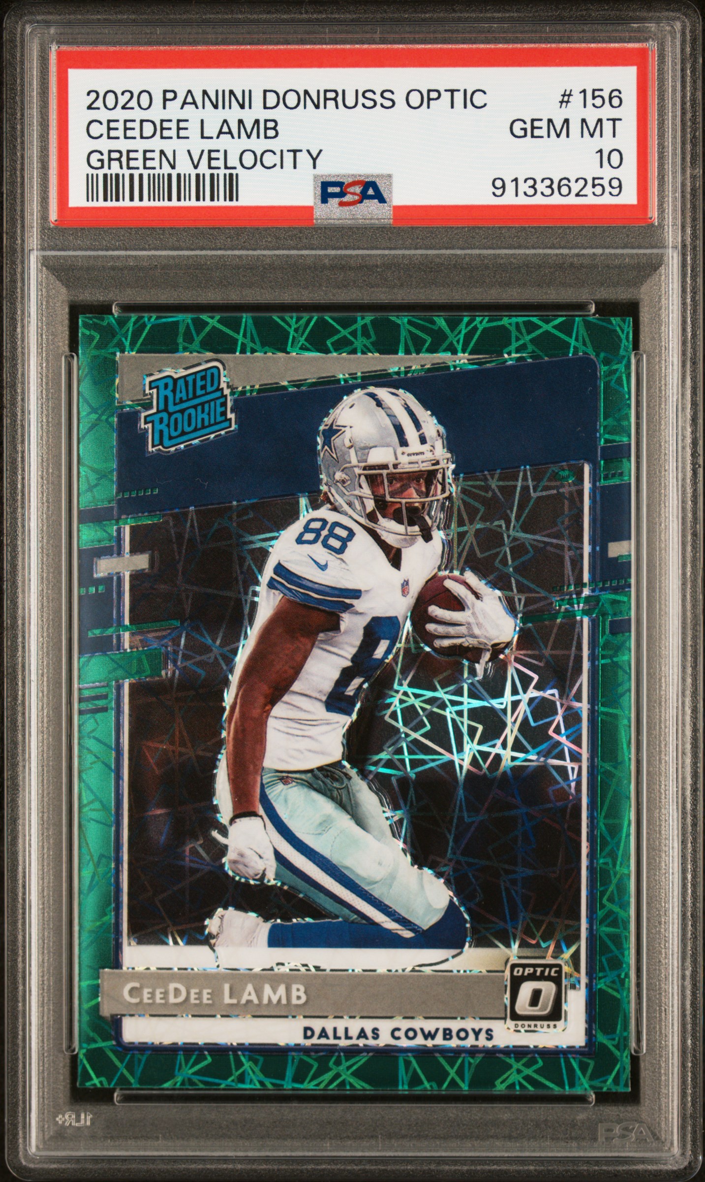 2020 Panini Donruss Optic Ceedee Lamb #156 (Green Velocity) Gem Mt 10 front