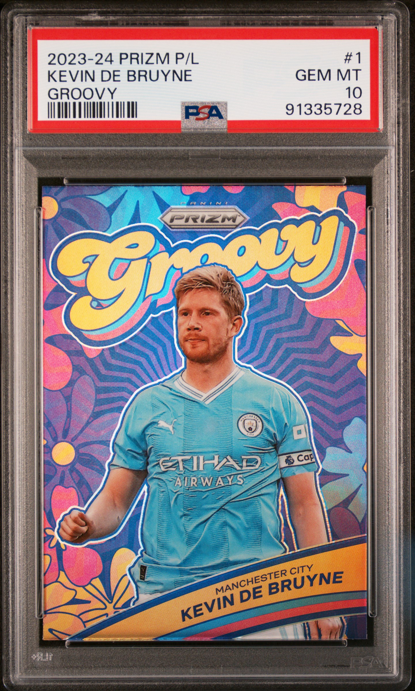2023-24 Panini Prizm Premier League Groovy Kevin De Bruyne #1 Gem Mt 10 front