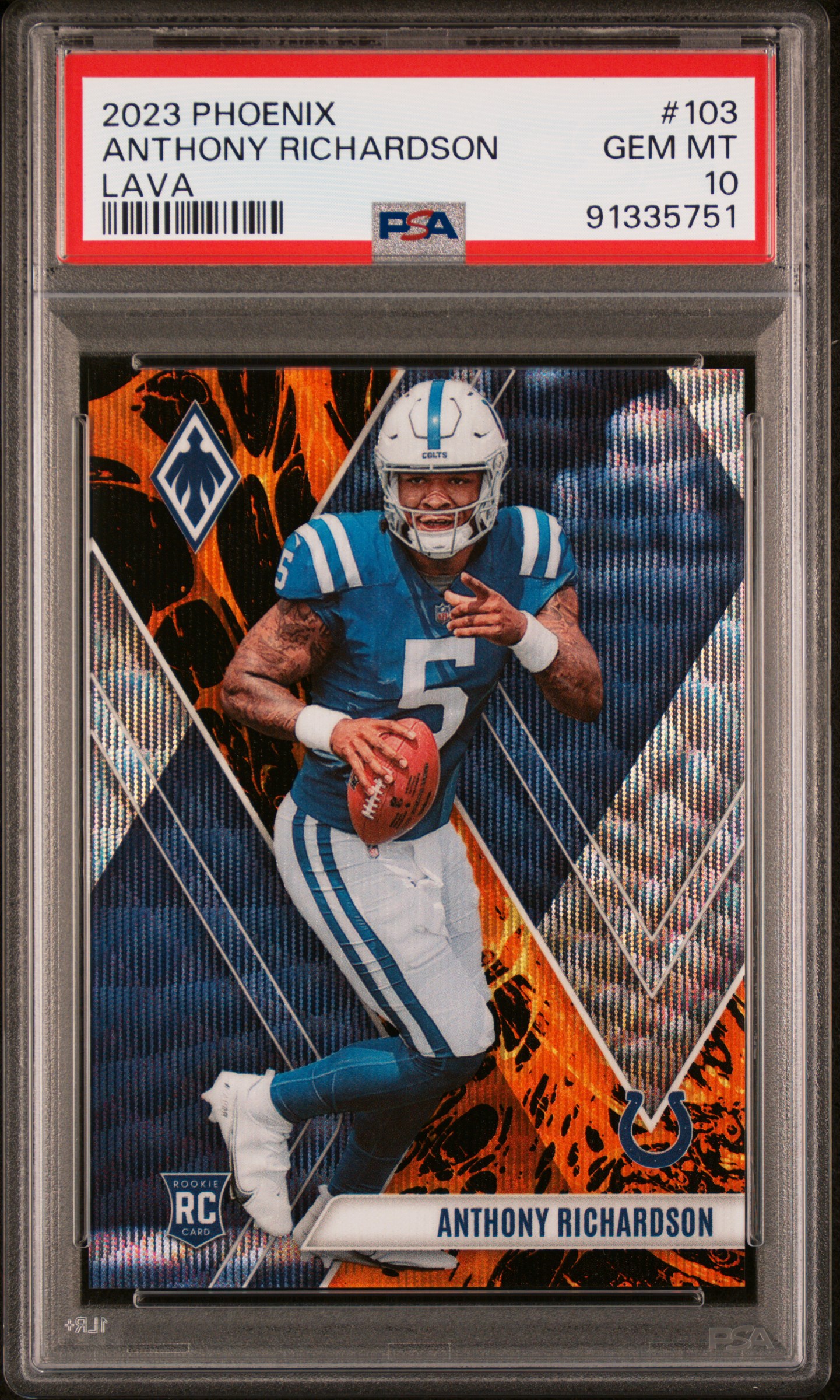 2023 Panini Phoenix Anthony Richardson #103 (Lava) Gem Mt 10 front