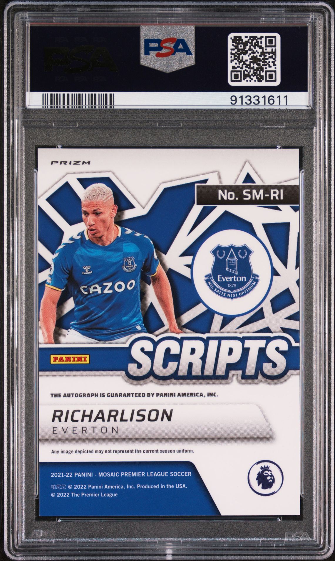 2021-2022 Panini Mosaic Premier League Scripts Mosaic Richarlison #Ri (Scripts Mosaic-Red Fsn.chc) Gem Mt 10 back