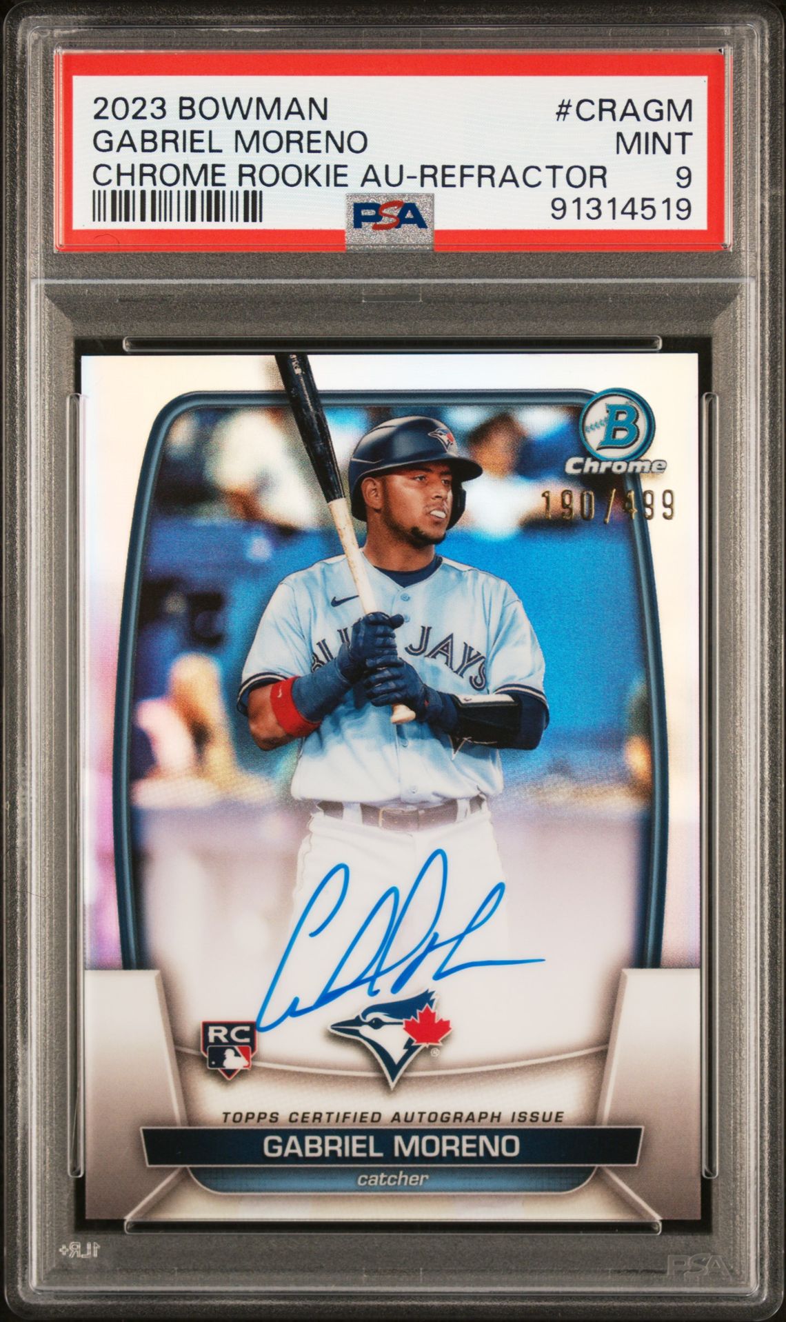 2023 Bowman BOWMAN CHROME ROOKIE AUTOGRAPHS REFRACTOR #CRAGM Gabriel Moreno front