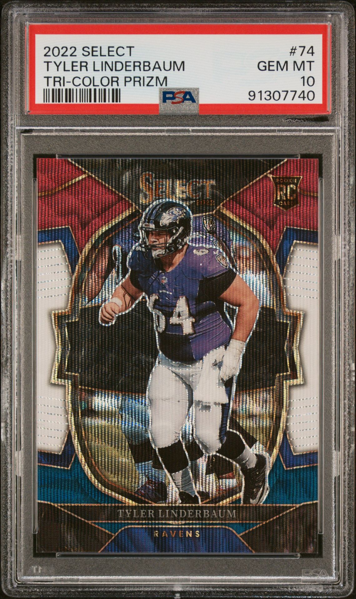 2022 Panini PANINI SELECT TRI-COLOR PRIZM #74 Tyler Linderbaum front