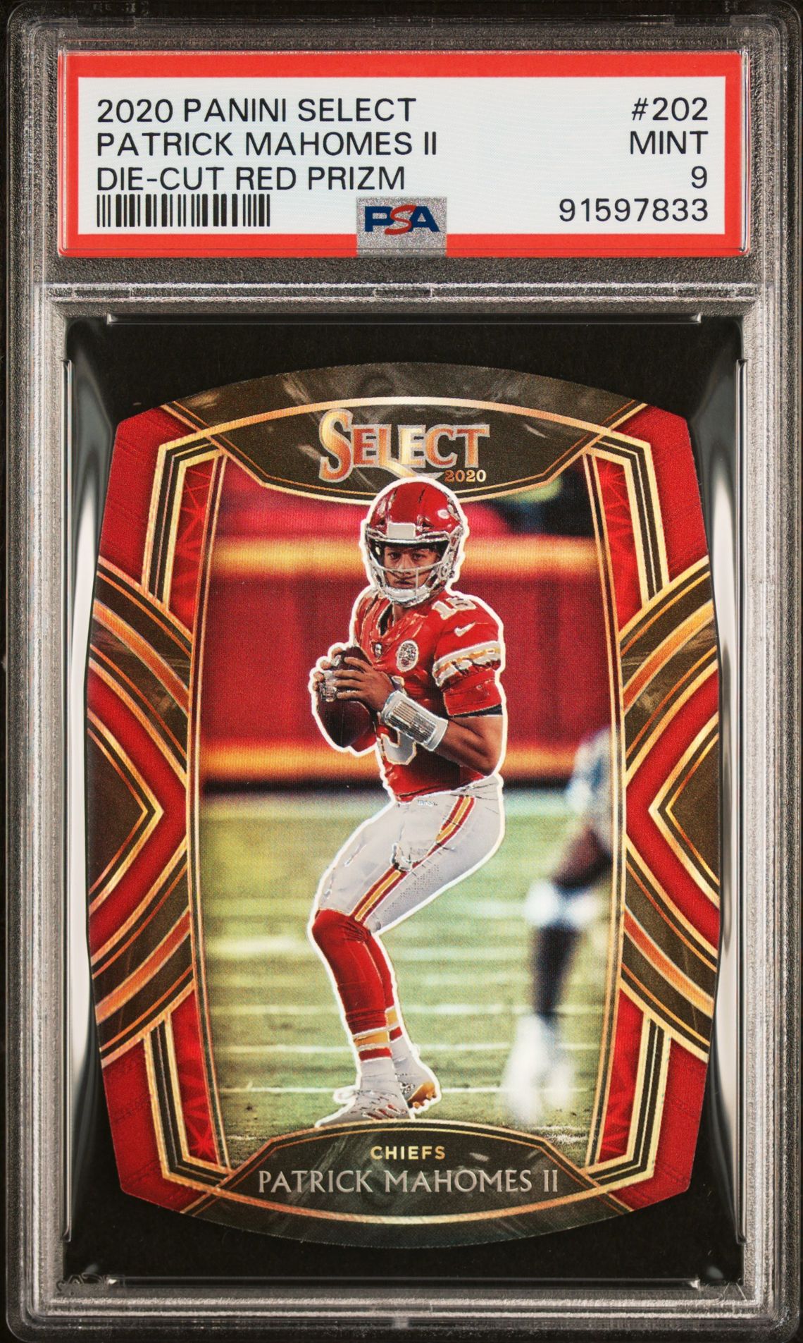 2020 Panini PANINI SELECT DIE-CUT RED PRIZM #202 Patrick Mahomes Ii front