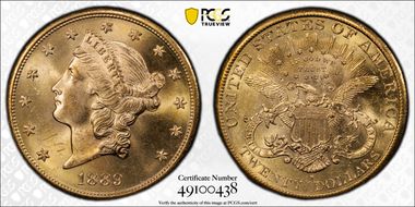 1889-S $20 Saddle Ridge Hoard MS62+