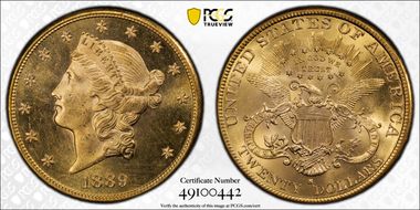 1889-S $20 Saddle Ridge Hoard MS61