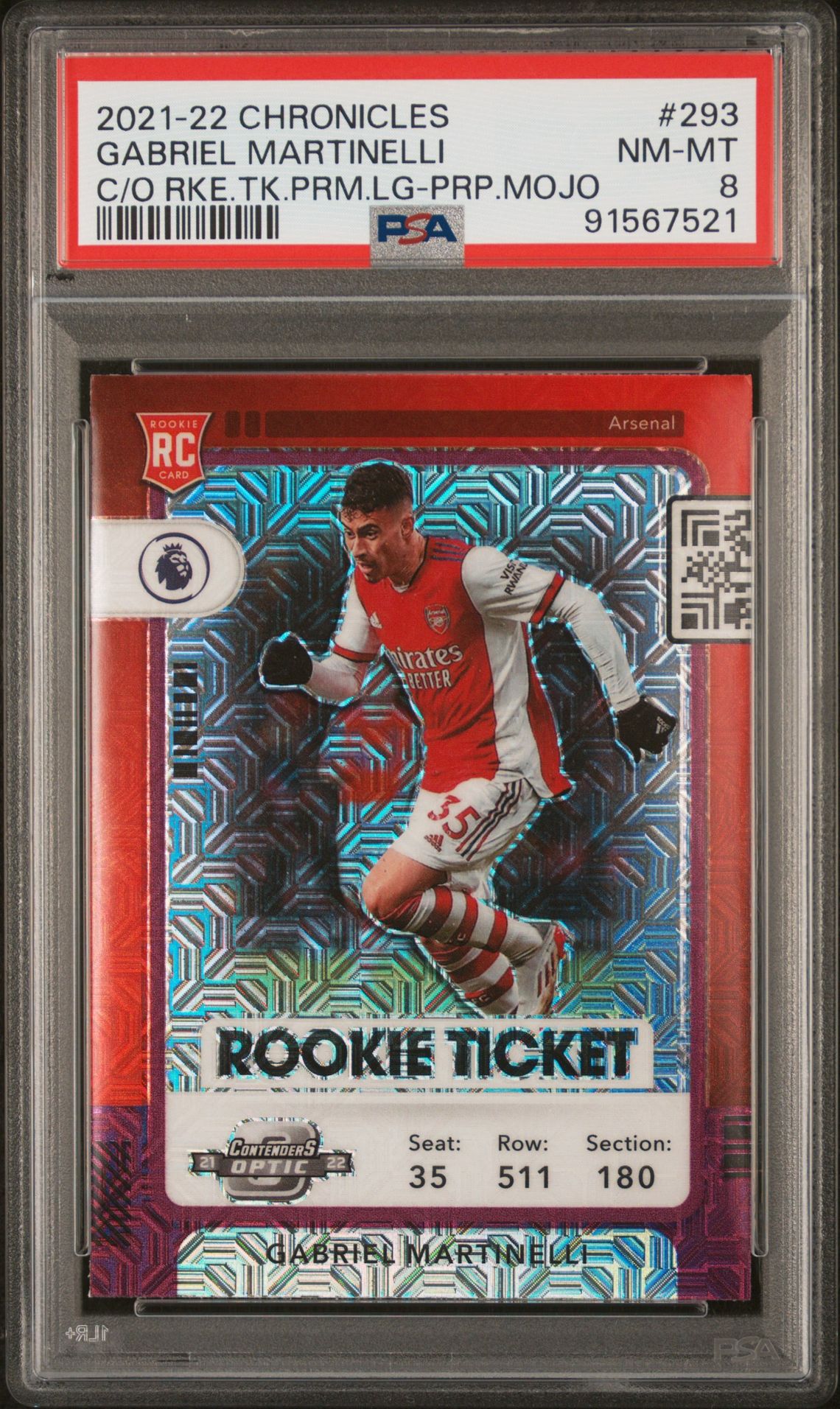 2021-22 Panini PANINI CHRONICLES C/O RKE.TK.PRM.LG-PRP.MOJO #293 Gabriel Martinelli front