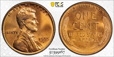 1955-D 1C MS67+ RD