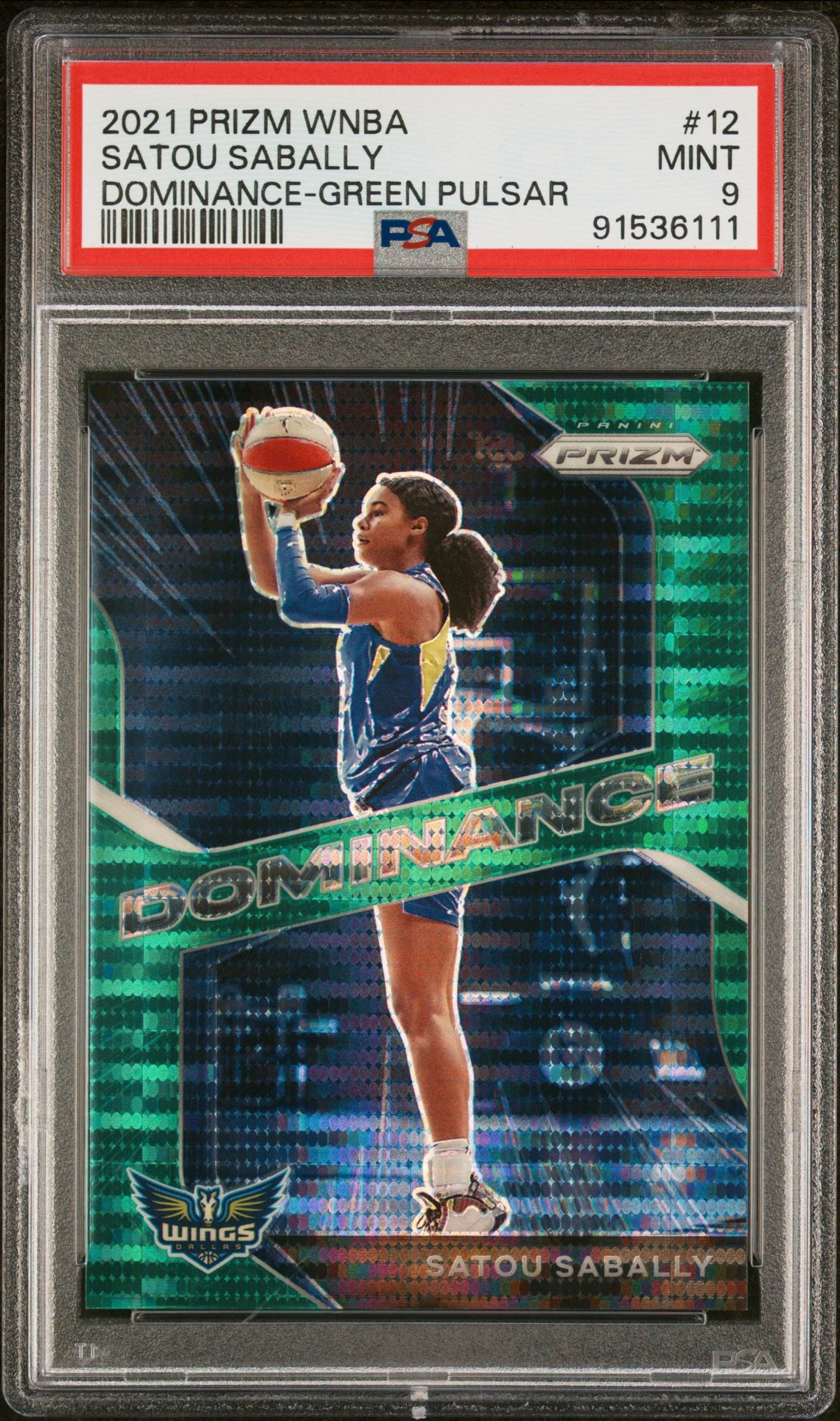 2021 Panini PANINI PRIZM WNBA DOMINANCE GREEN PULSAR #12 Satou Sabally front