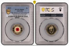 2023 $2 35th Ann $2 Coin Set Colorized Remembrance Red Poppy MS66