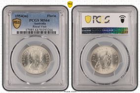 1954(m) Florin Royal Visit KM-55  Ag MS64