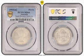 1953(m) Florin Small Rev. Denticles KM-54  Ag MS64