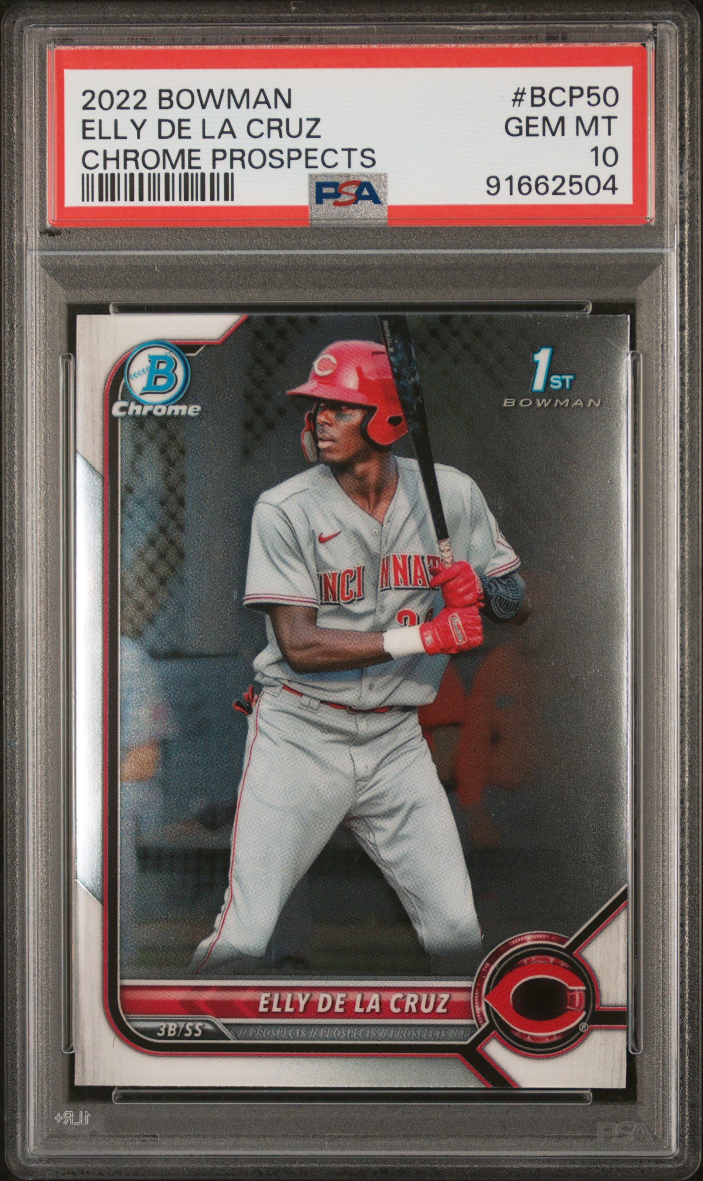 2022 Bowman Chrome Prospects Elly De La Cruz #Bcp50 (Chrome Prospects) Gem Mt 10 front